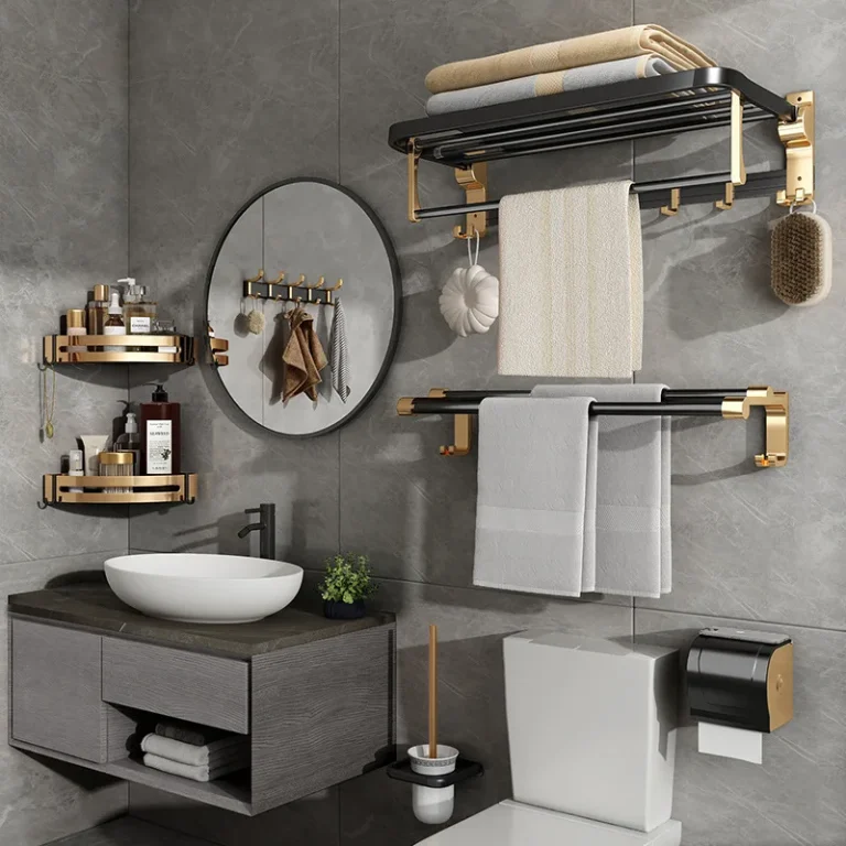 Space-Bathroom-accessories-sets-toilet-paper-holder-tripod-aluminum-hook-toilet-brush-holder-bathroom-Adhesive-Free