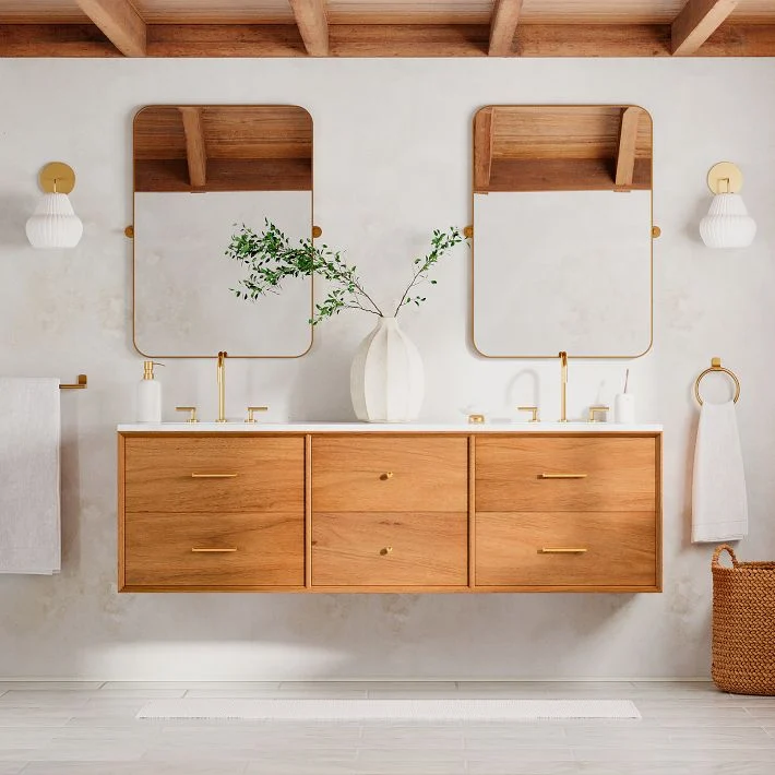 Mid-Century Floating Double Bathroom Vanity