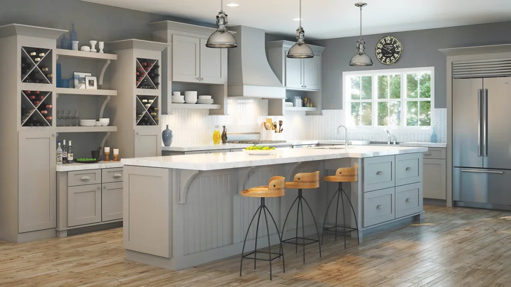 grey-kitchen-with-light-gray-wall