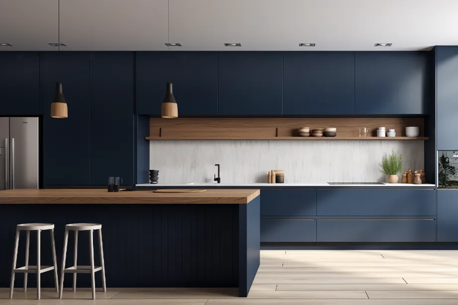 modern-matte-navy-blue-kitchen-cabinets-with-island