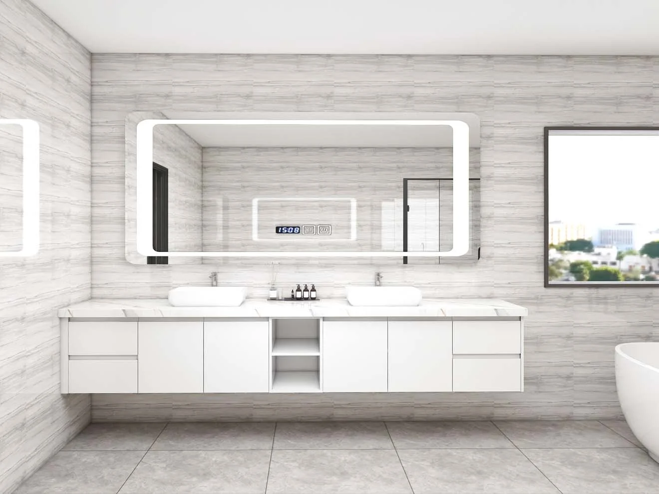 Sleek Modern Bathroom Vanities with Illuminated Mirrors