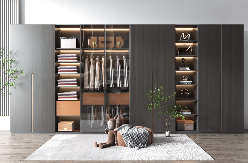Elegant Veneer Wardrobe with Modern Storage Solutions