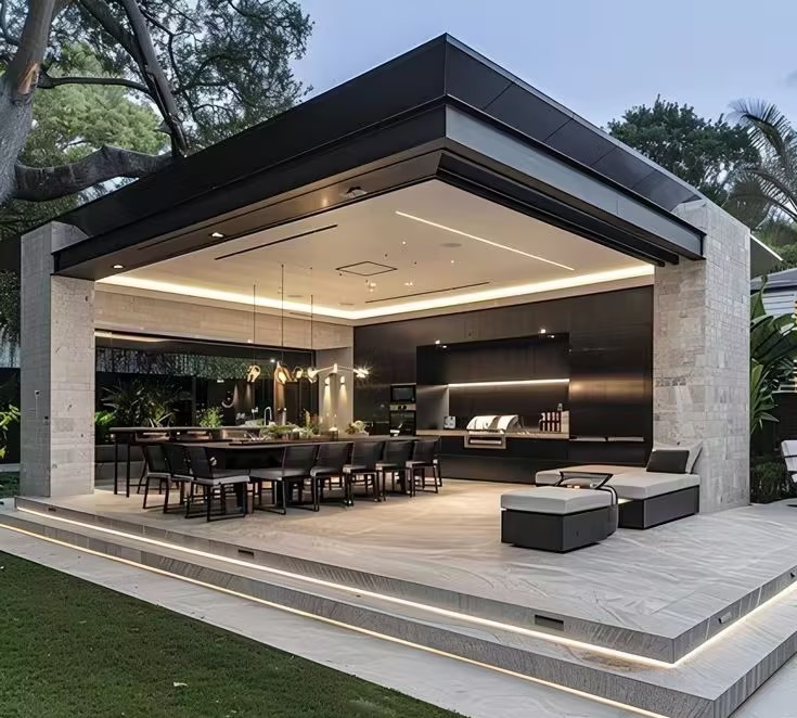 Modern Elegance Defined in This Outdoor Kitchen Space