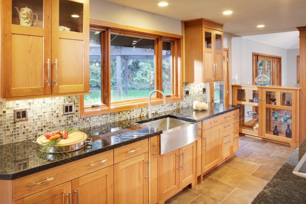 Orange Wood Kitchen Cabinets