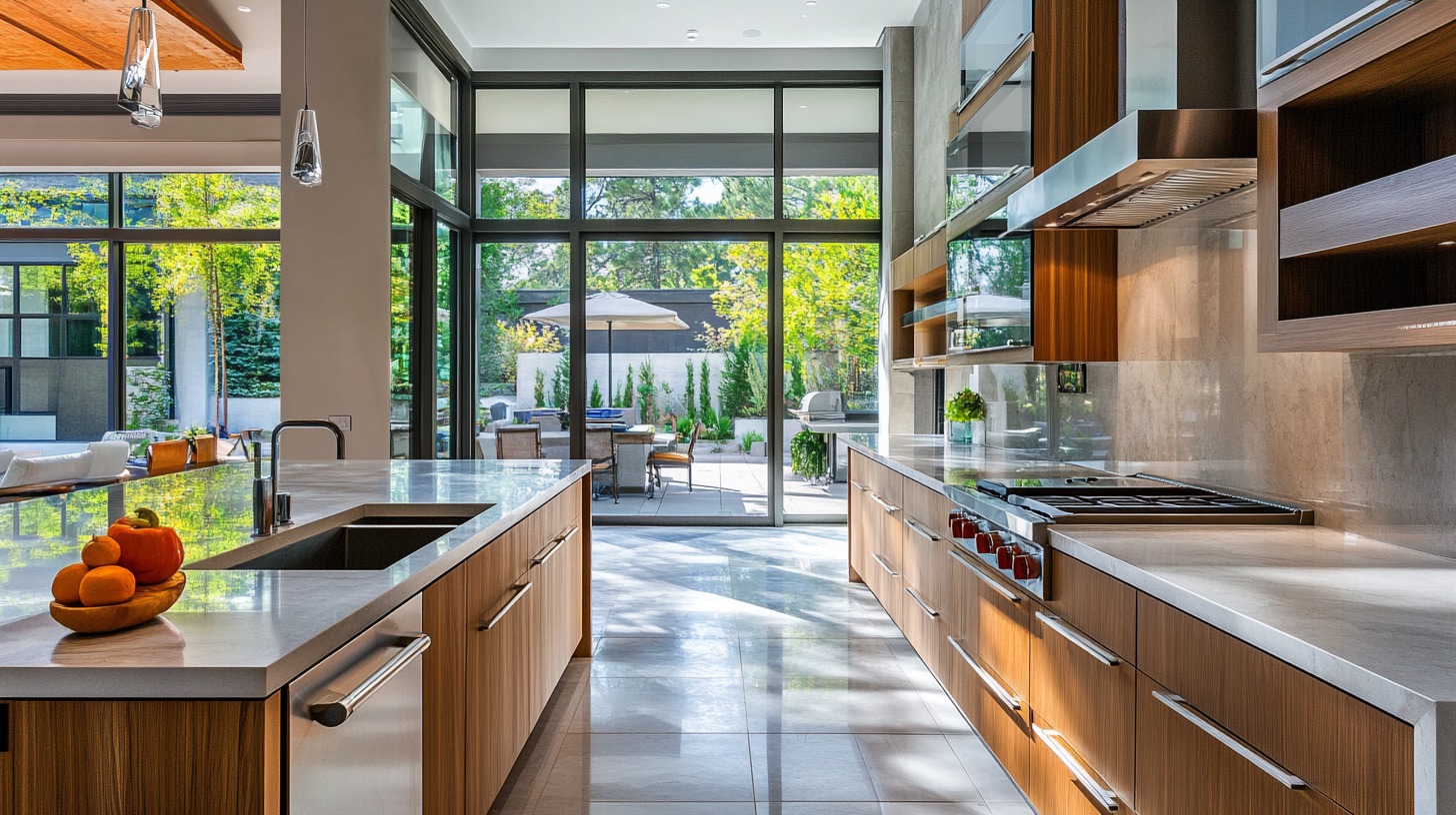 A modern kitchen with a mix of materials