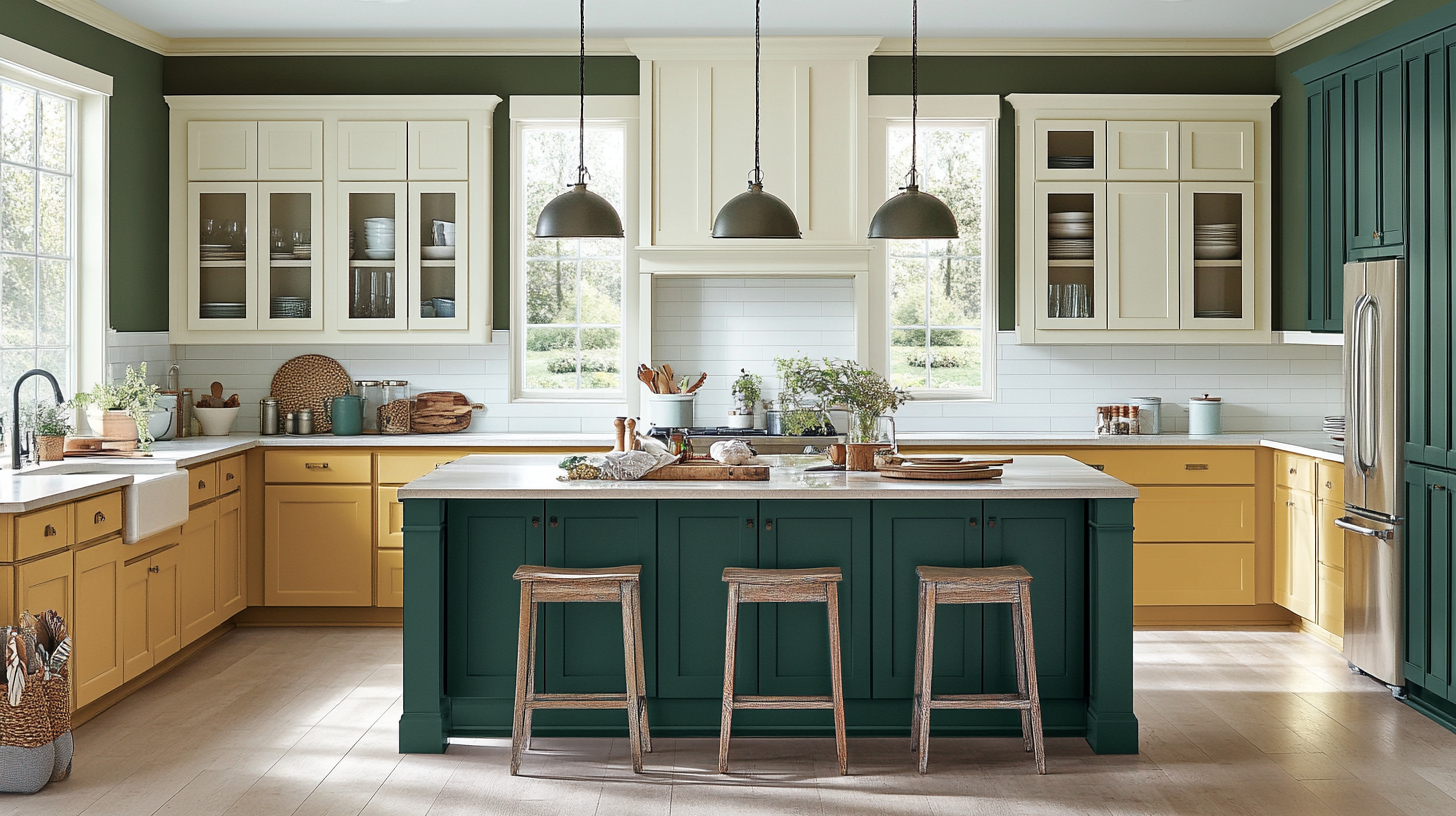 modern green kitchen cabinets