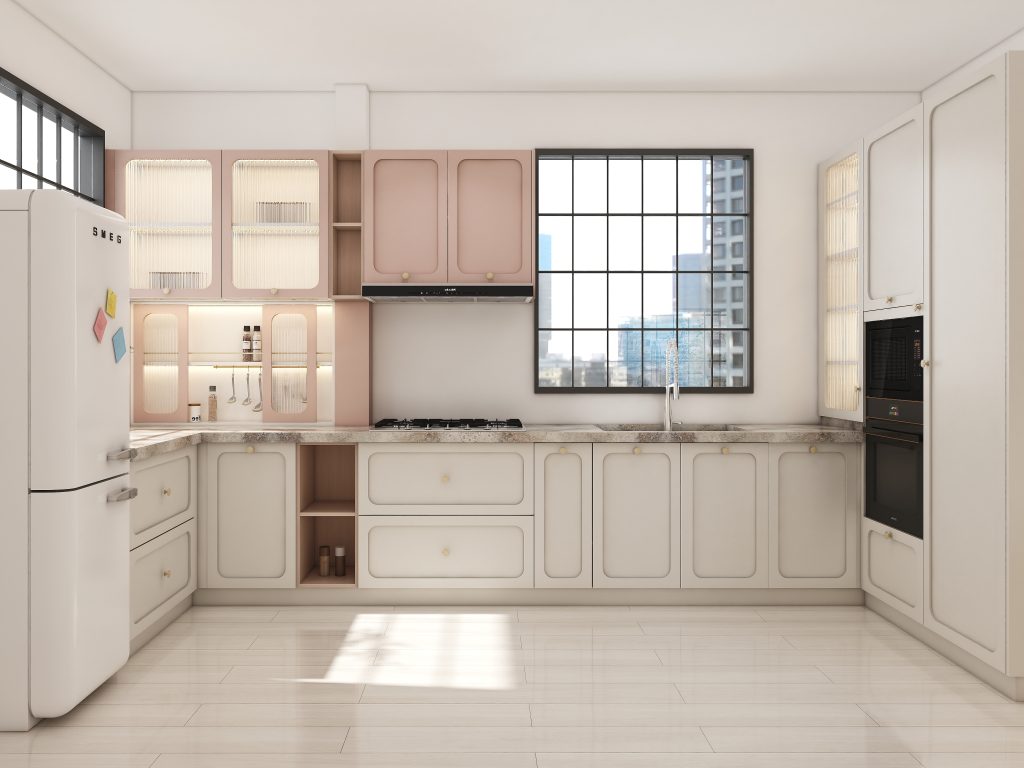 Contemporary Style with Modern White Kitchen Cabinets