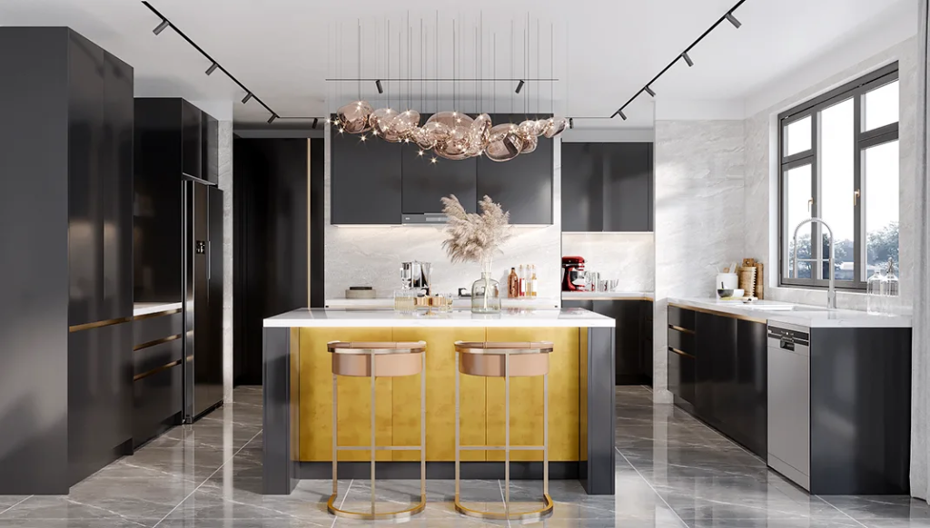 Glossy Black Cabinets for a Luxurious Look