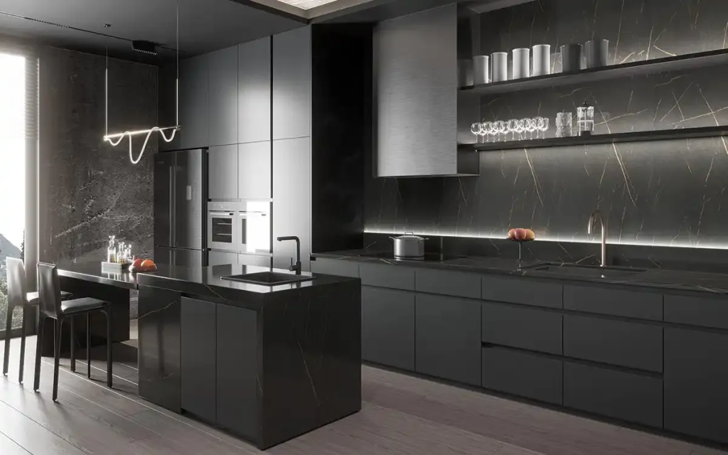 Matte Black Cabinets for a Subtle Elegance