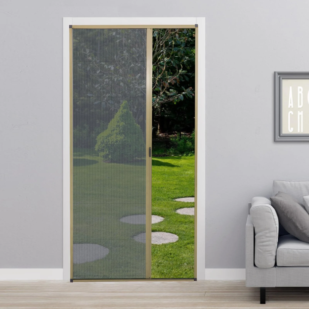 Retractable-Screen-Doors-Sliding-Door-French-Front-Security-Patio-Champagne-Custom-Size