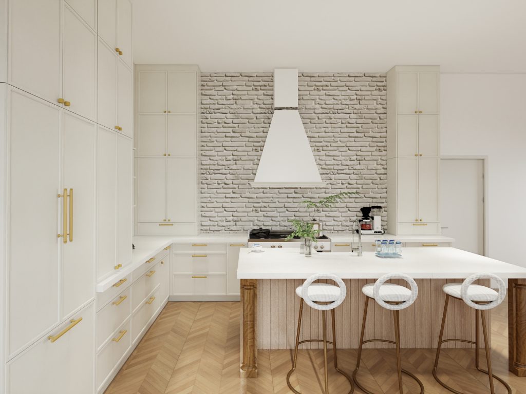 Bright Shaker Cabinets with Island