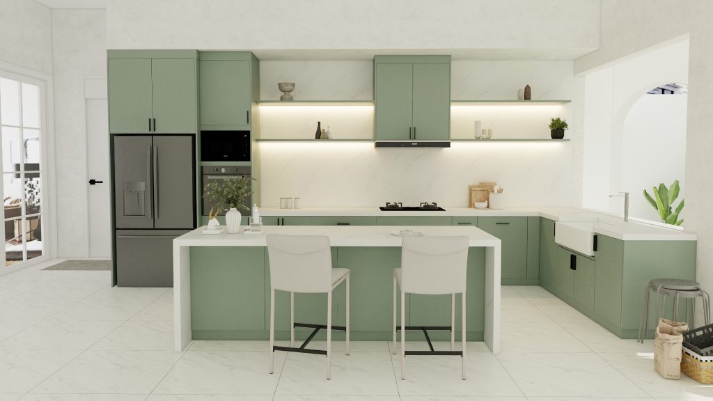 Complete Green Kitchen Layout