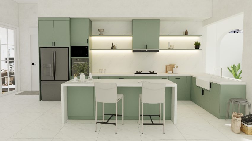 Complete Green Kitchen Layout