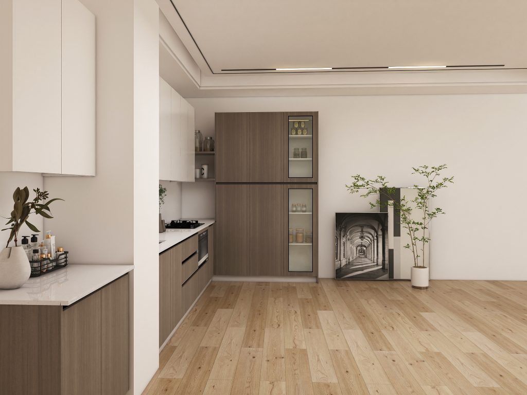 Integrated Storage with Glass Accents