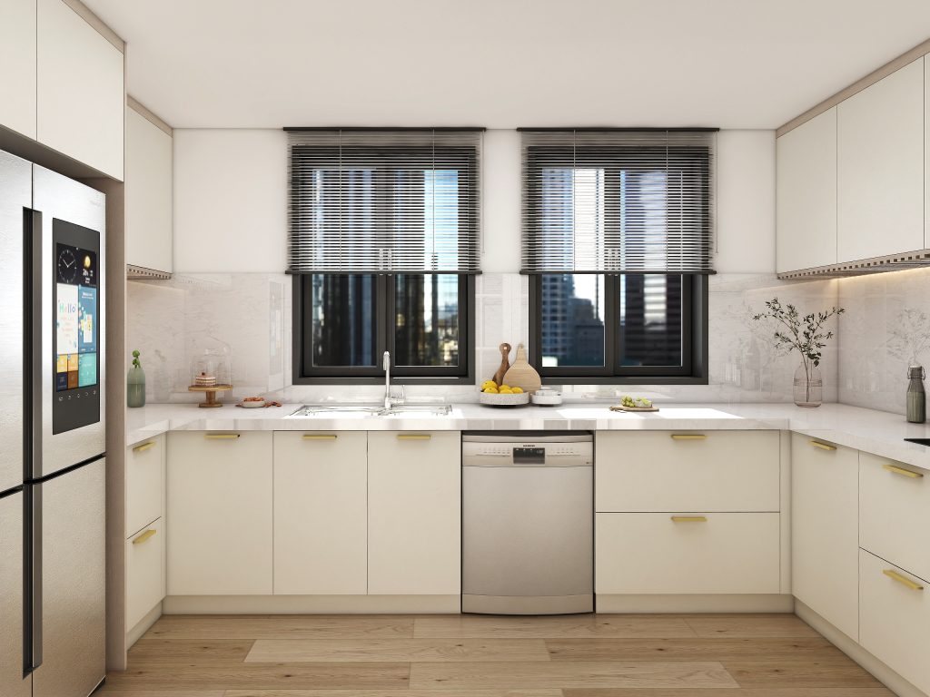 Light Beige Kitchen with Natural Lighting