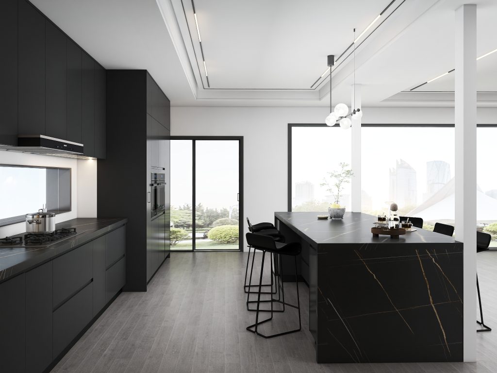 Minimalist Black Marble Elegance luxury kitchen