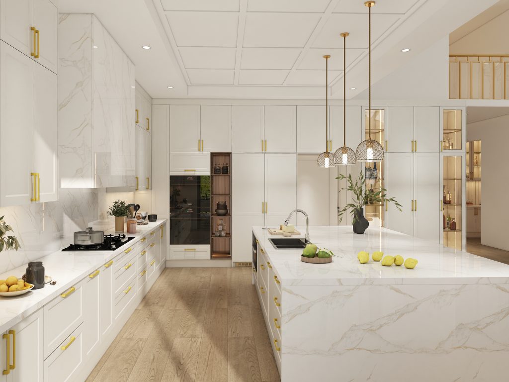 Open Concept Shaker Kitchen Layout