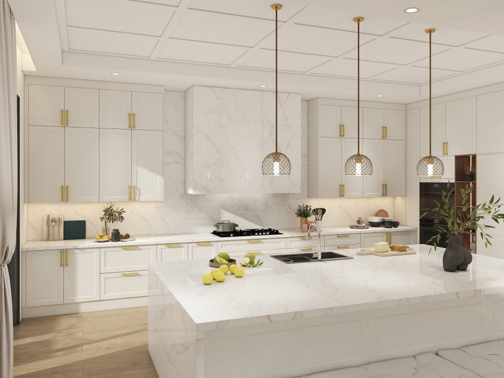 Open Concept Shaker Kitchen Layout