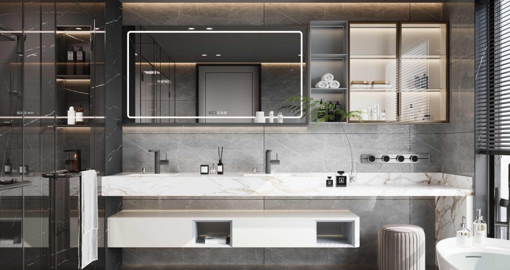 Quartz Countertop Double Vanity Design