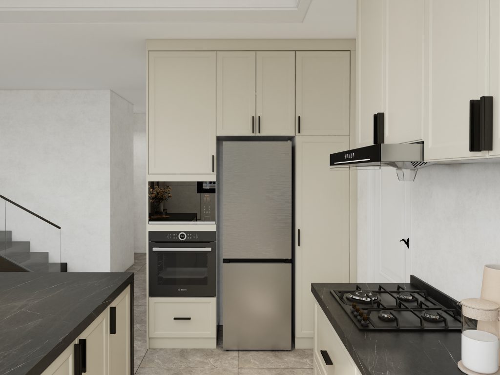 Shaker Cabinets with Built-in Appliances