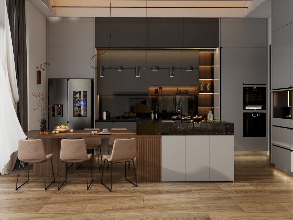 Stone-Wood Harmony Luxury Kitchen