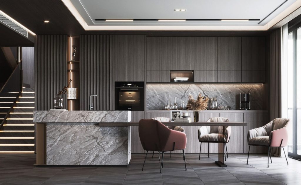 Textured Stone Modern Kitchen