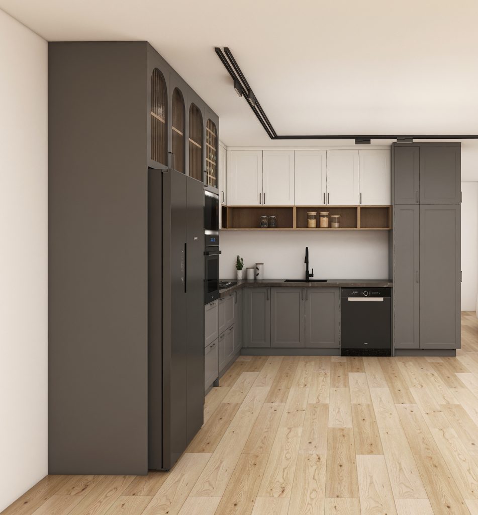Timeless Charm with Grey and White Kitchen Cabinets