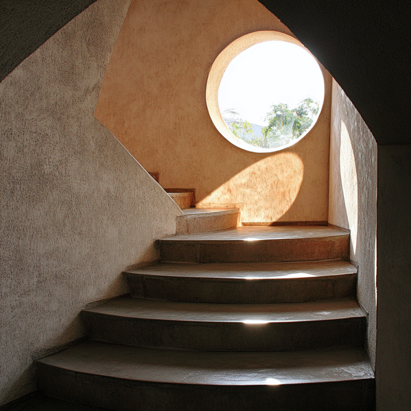 Circular Window Design Ideas on the Stair