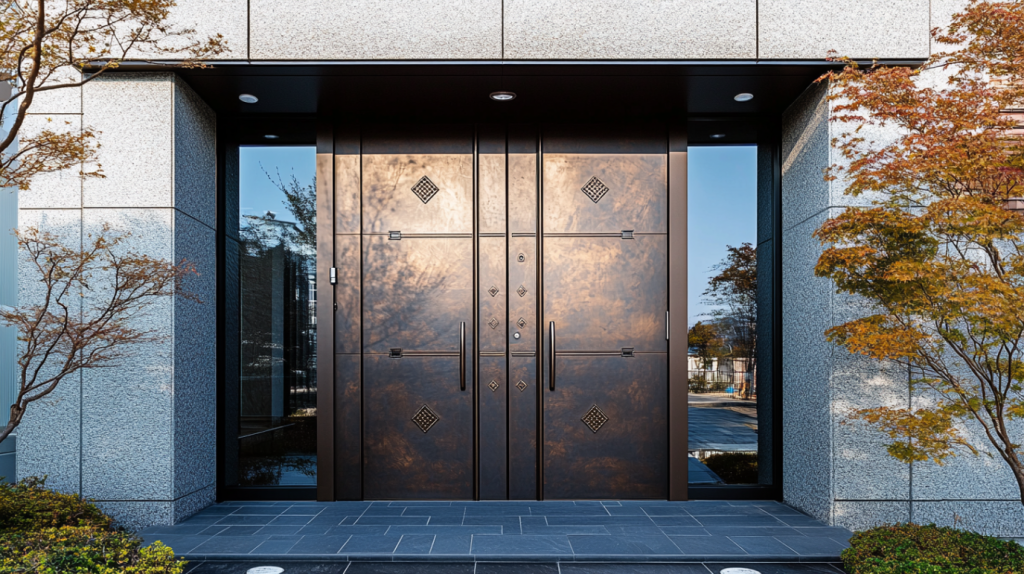 Expensive-Double-steel-security-doors-with-glass-design