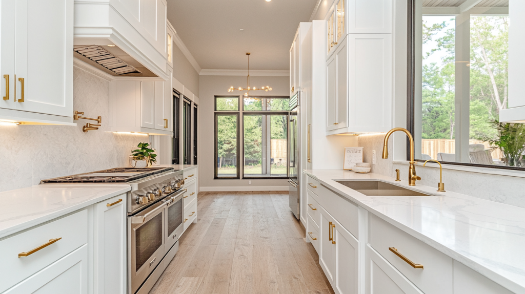 White Kitchen Cabinets with Gold Hardware