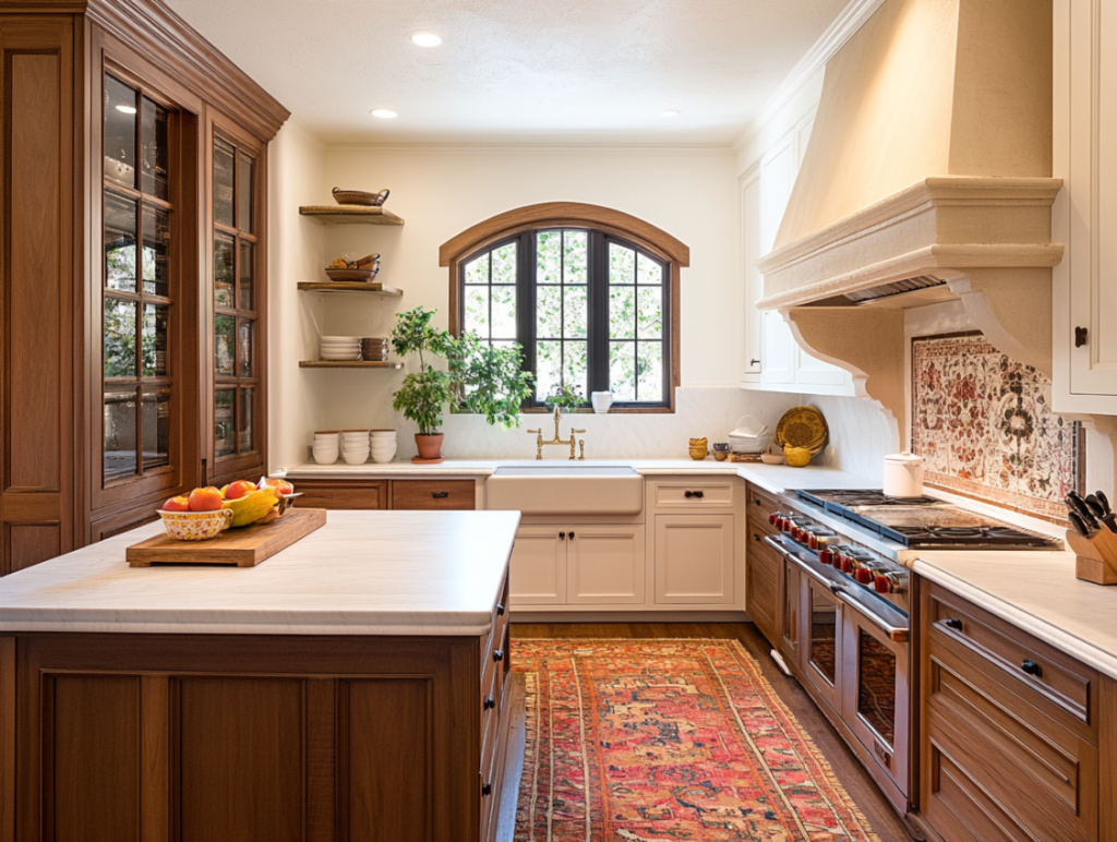 Modern kitchen with matte finish cabinets resisting fingerprints, integrated appliances, light countertops, and natural light