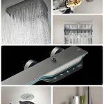 Modern smart shower system with digital controls rain showerhead and handheld shower