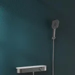 Sleek modern shower set with rain showerhead and handheld sprayer in matte finish