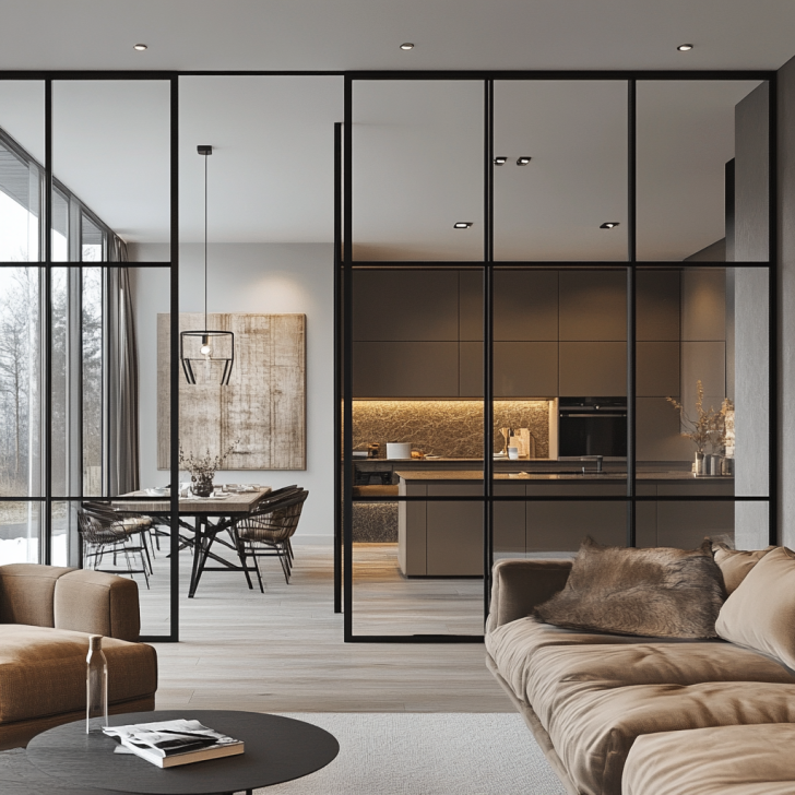 Slim Aluminum Framed Glass Dividers