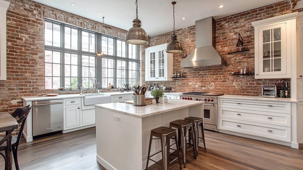 Stylish Modern White Kitchen Cabinets with Industrial Features