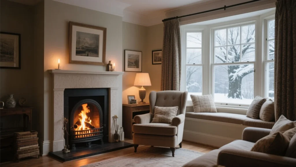 bay window with fireplace