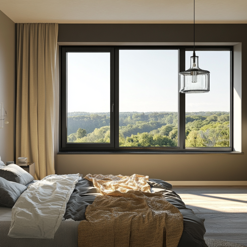 black aluminum framed window