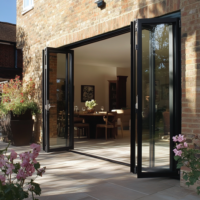 black bifolding door