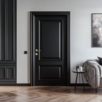 black wooden interior door
