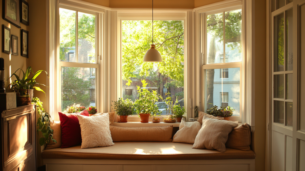 design ideas for living room with bay window design