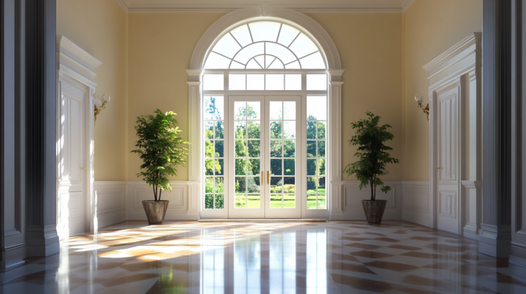elegant white entrance window & door