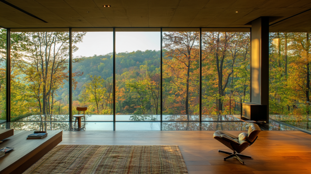 floor to ceiling window design in the villa
