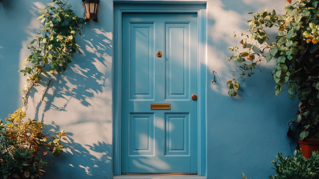 light blue color door