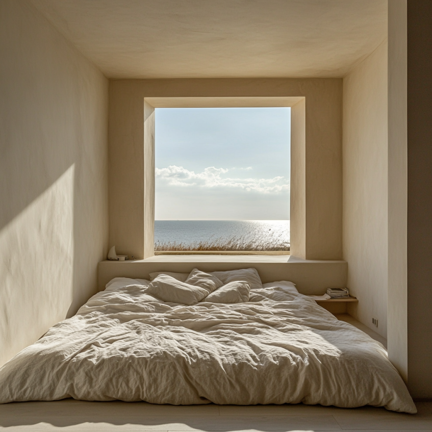 square window design in the bedroom