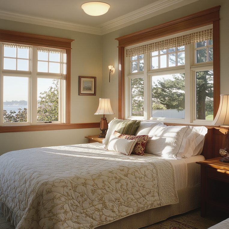 transom windows in the bedroom