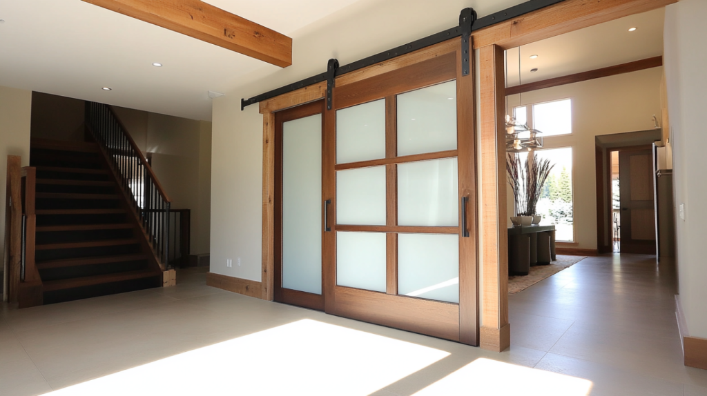 wooden glass barn door