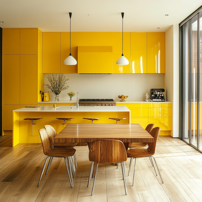Modern Minimalist Yellow Kitchen — Sleek and Bold Design
