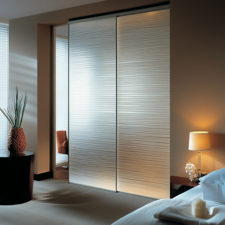 Black grid French-style doors with a classic modern twist in a bedroom.