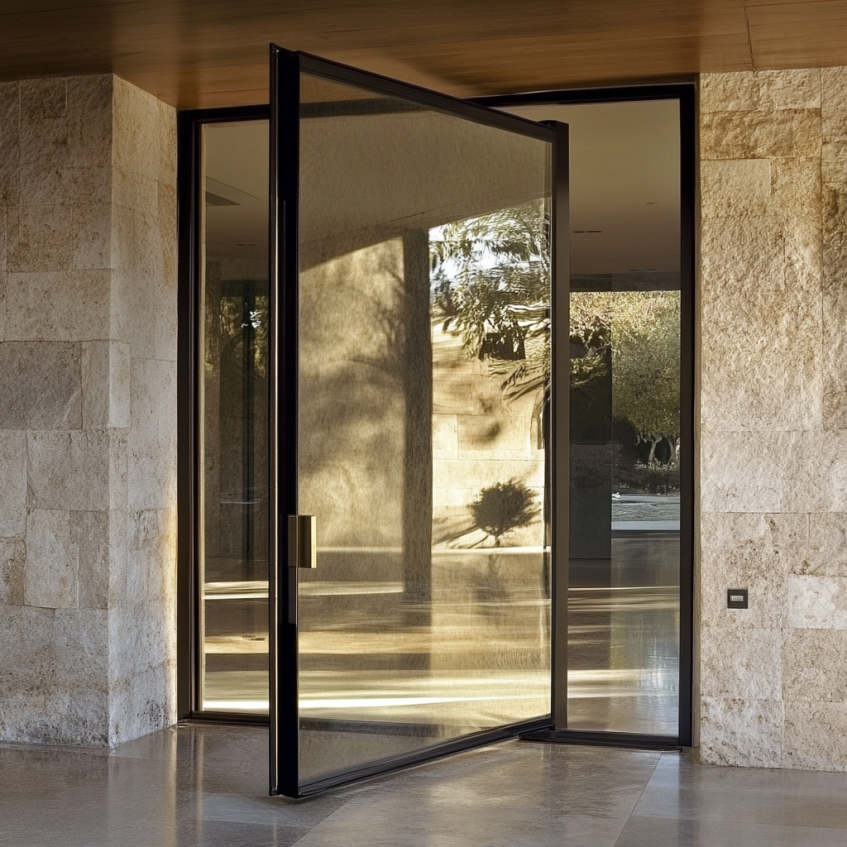 Modern pivot door entrance design