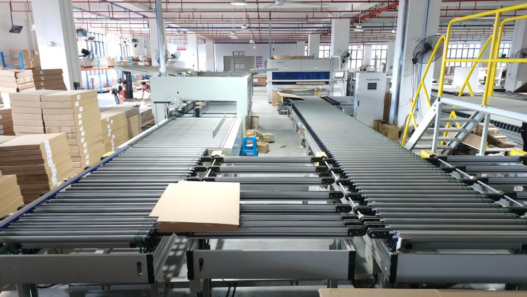 Factory production line for aluminum windows and doors.